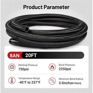 NWT Evil Energy 8AN 20ft Length Braided 8AN Fuel Hose